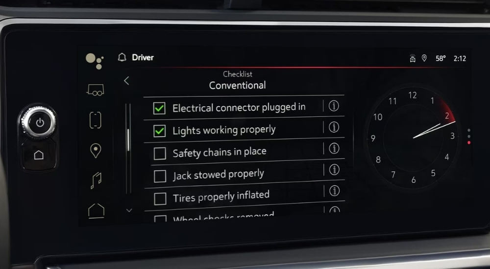 Checklist on the infotainment screen in a 2025 GMC Sierra 1500 Denali