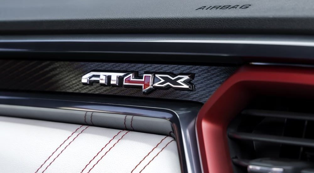Close-up on the badging of a 2025 GMC Canyon AT4X for sale